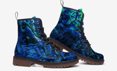 Paua Shell Vegan Leather Lightweight boots MT - Books Worth Keeping